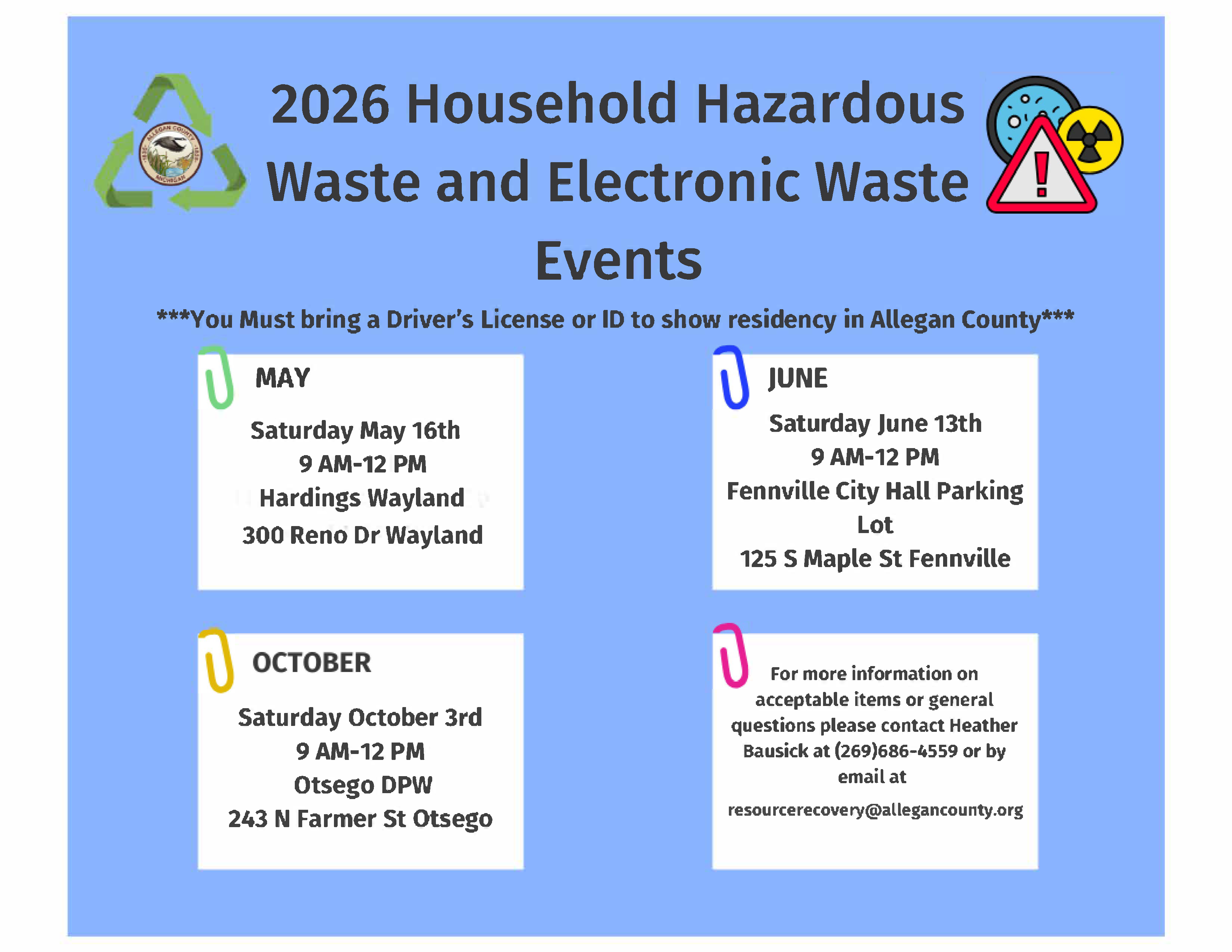 HHW Event Calendar 2026