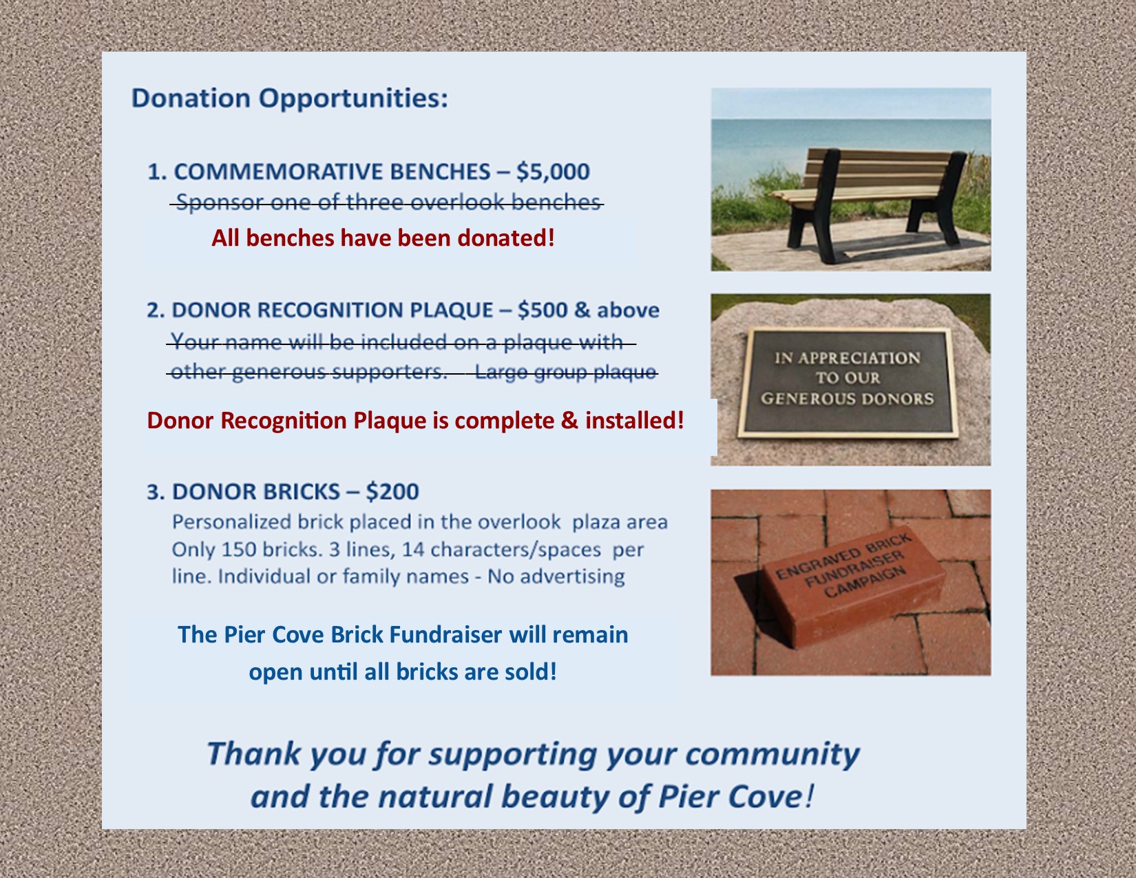 Pier Cove Park Update Flyer